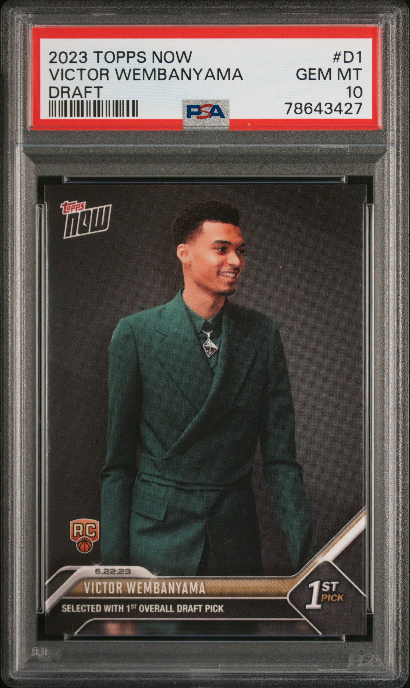 2023 Topps Now Draft #D1 Victor Wembanyama PSA Gem Mint 10
