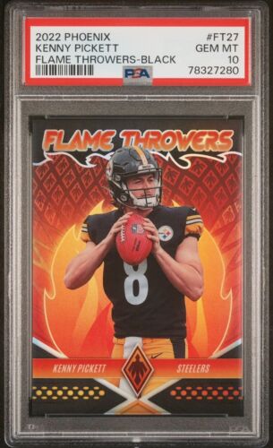 2022 Panini Phoenix Kenny Pickett FlameThrowers Black 8/10 PSA 10 Jersey #
