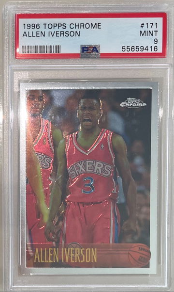 Allen Iverson 1997-97 topps chrome rc rookie psa 9 