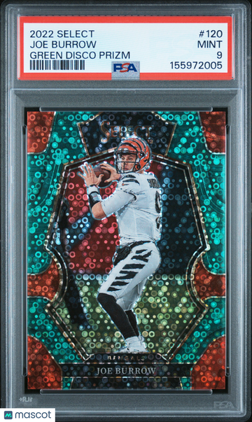 2022 Panini Select Joe Burrow #120 Green Disco Prizm PSA 9
