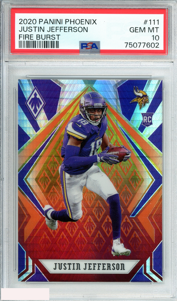 2020 PANINI PHOENIX JUSTIN JEFFERSON #111 FIRE BURST ROOKIE RC PSA 10 GEM MT