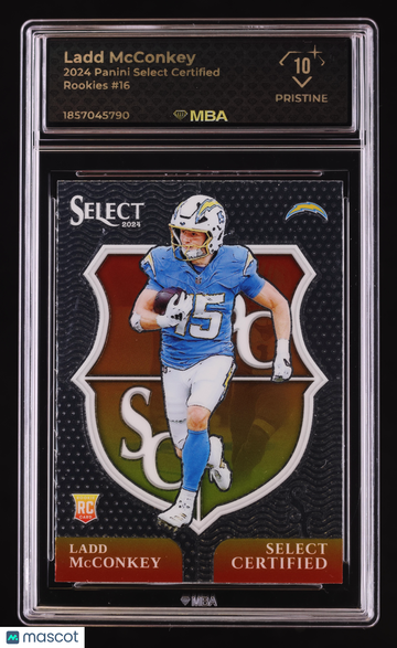 2024 Panini Select Certified Rookies Ladd McConkey #16 MBA 10