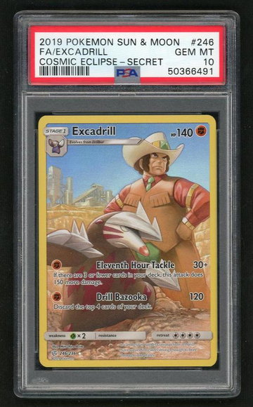 2019 Pokemon Sun and Moon Cosmic Eclipse Secret Excadrill #246 PSA 10