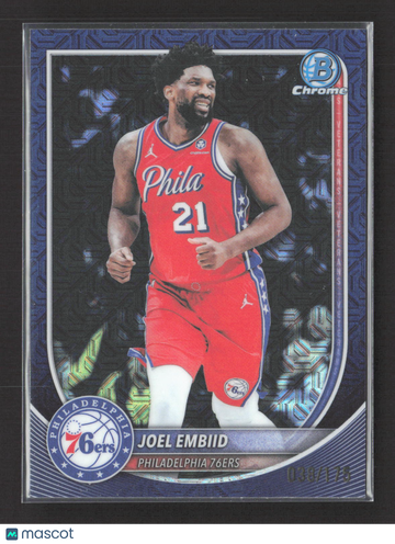 2025 Topps Bowman Chrome University Joel Embiid #BCV-67 Blue RayWave 038/178