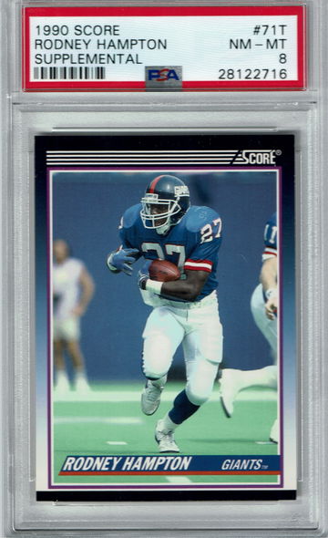 1990 Score Rodney Hampton Supplemental RC #71T PSA 8