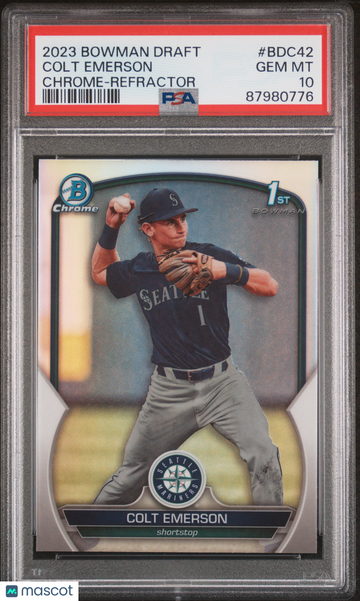 2023 Bowman Draft Colt Emerson #BDC42 Chrome Refractor PSA 10