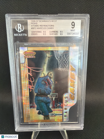 1996 Bowman's Best Picks Atomic Refractors Marcus Camby BGS 9