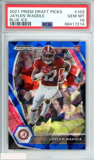 2021 PANINI PRIZM DP JAYLEN WADDLE#103 BLUE ICE 58 OF 99 POP 1! RC PSA 10