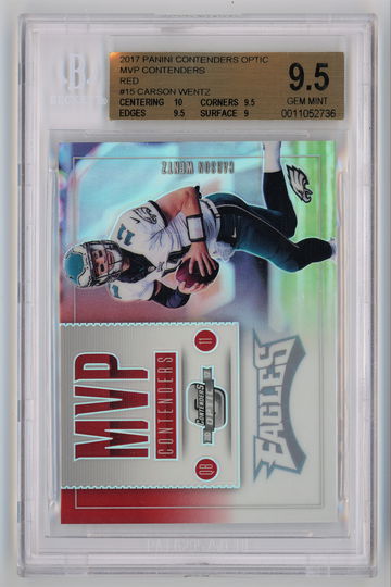 2017 Panini Contenders Optic MVP Contenders Red /25 Carson Wentz BGS 9.5 Pop 1!!