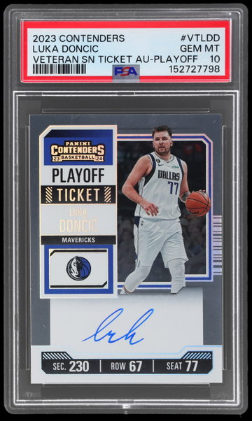 2023 Panini Contenders Luka Doncic Veteran Season Ticket Autograph Playoff PSA 10