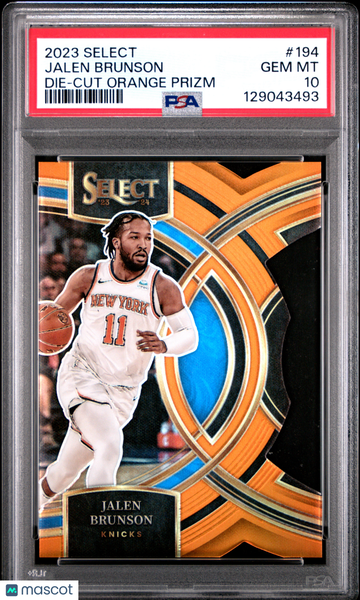 2023 Panini Select Jalen Brunson #194 Die Cut Orange Prizm PSA 10