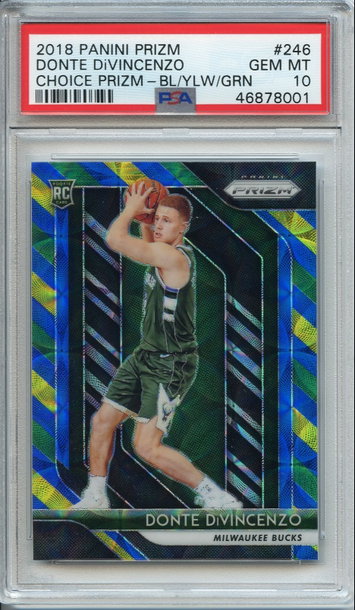 Donte Divincenzo Choice Prizm Yellow Blue Green PSA 10