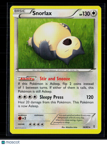 Pokemon 2016 Fates Collide Snorlax #58/83
