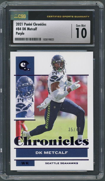 2021 Panini Chonicles DK Metcalf #84 Purple Parallel /49 - CSG Gem Mint 10