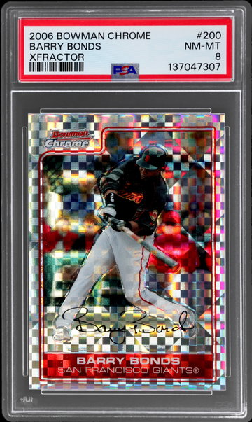 2006 Bowman Chrome Barry Bonds Xfractor PSA 8