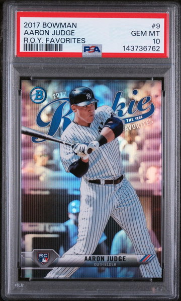 2017 Bowman Rookie of the Year Favorites Refractor Aaron Judge #ROYF9 PSA 10