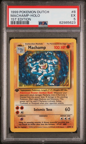 1999 Pokemon Dutch 1st Edition Machamp #8 PSA 5