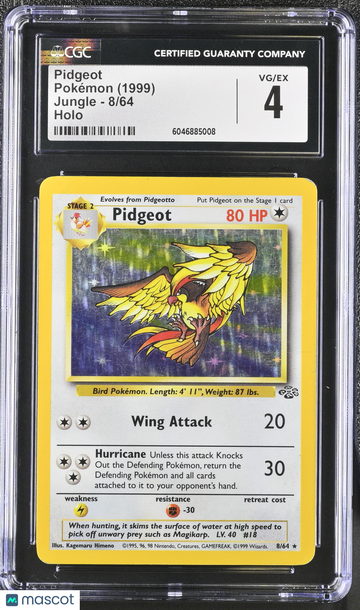1999 Pokemon Jungle Pidgeot Holo CGC 4 #8/64