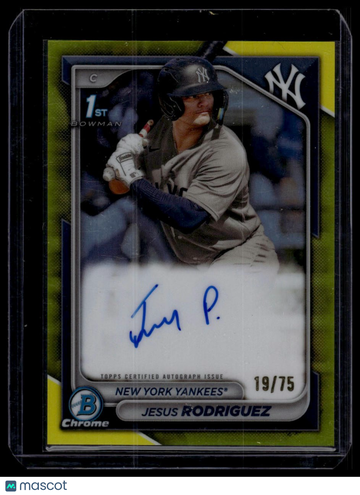 2024 Bowman Jesus Rodriguez #CPA-JR Chrome Prospect Autographs Yellow Refractors SN AU