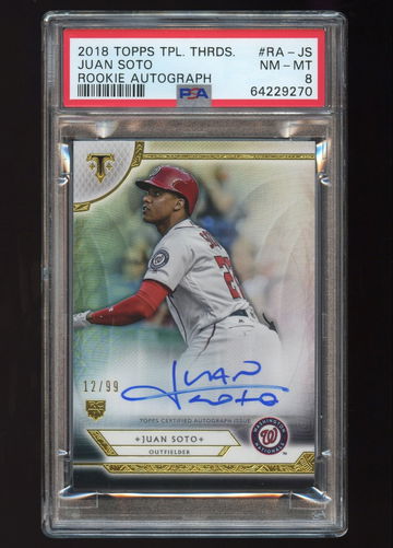 Juan Soto 2018 Topps Triple Threads RC Auto #’d /99 Rookie Card Autograph #RA-JS PSA 8