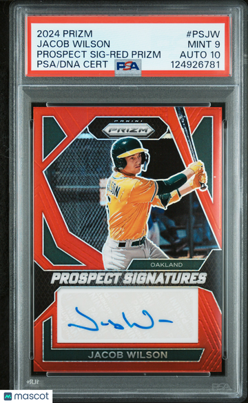 2024 Panini Prizm Prospect Signatures Jacob Wilson #PSJW Red PSA 9 Auto 10