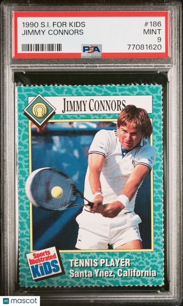 1990 S.I. For Kids Jimmy Connors #186 None Higher. Pop 7. PSA 9