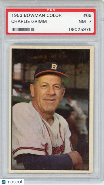 1953 Bowman Color Charlie Grimm #69 PSA 7
