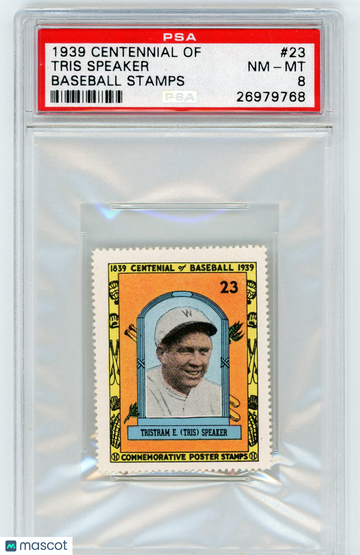1939 Centennial Of Baseball Stamps Tris Speaker #23 PSA 8