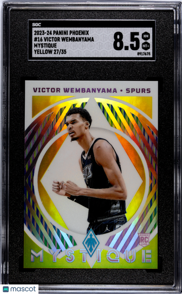 2023 Panini Phoenix Victor Wembanyama #16 Mystique Yellow SGC 8.5