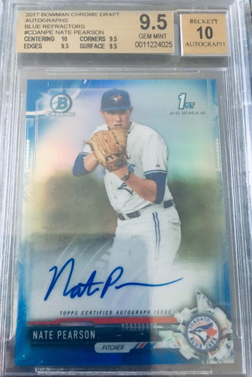 2017 Bowman Chrome Nate Pearson Blue Refractor Auto /150