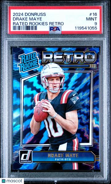 2024 Panini Donruss Rated Rookies Retro Drake Maye #16 Rookie PSA 9