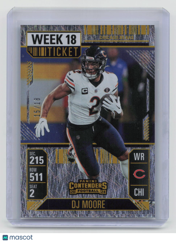 2024 Panini Contenders Football DJ Moore #18 Week 18 Ticket /18 Short Print