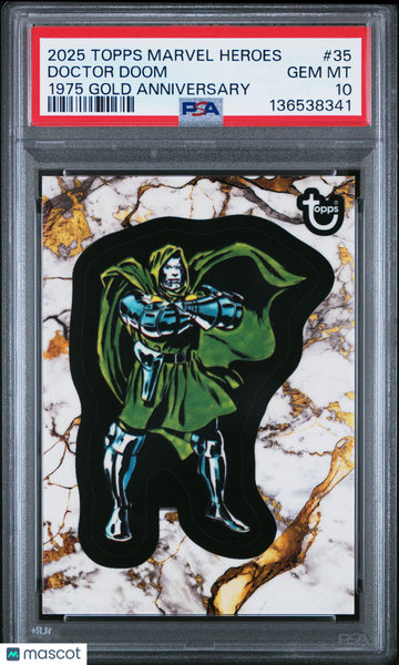 2025 Topps Marvel Comic Book Heroes 1975 Gold Anniversary Doctor Doom #35 PSA 10