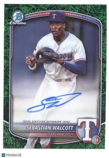 2025 Bowman Chrome Prospect Autographs Sebastian Walcott #CPA-SW Green Grass /99