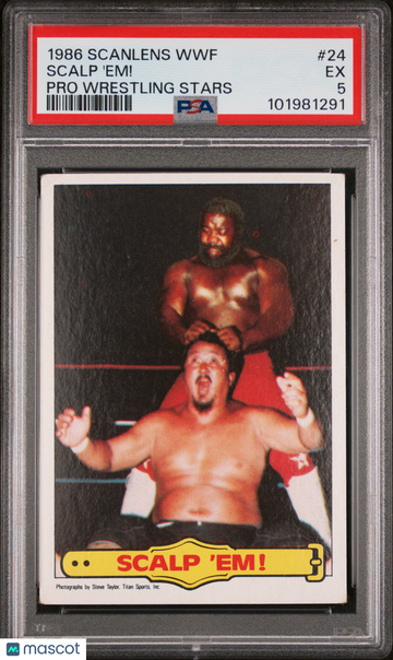 1986 Scanlens WWF Pro Wrestling Stars Scalp 'em! #24 PSA 5
