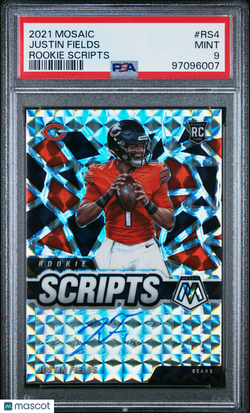 2021 Panini Mosaic Justin Fields #RS4 Rookie Scripts Rookie PSA 9