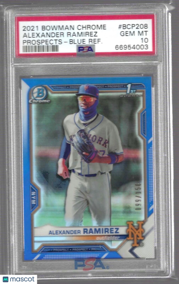 2021 Bowman Chrome Prospects Alexander Ramirez #BCP208 Blue Refractor PSA 10