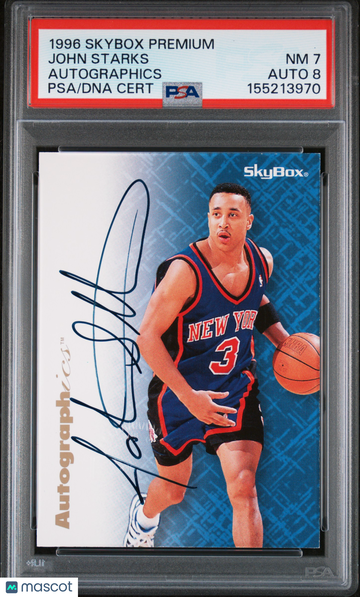 1996 Skybox Premium Autographics John Starks PSA 7 Auto 8