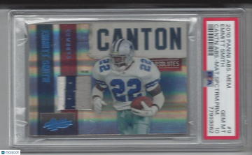 2010 Panini Absolute Memorabilia Canton Absolutes Emmitt Smith #9 Cantn. Abs. Mat. Spctrm. PRM. PSA 10