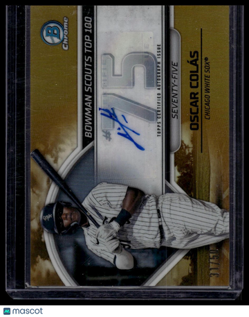 2023 Bowman Oscar Colás #BTP-75 Bowman Scouts Top 100 Autographs Gold Refractors SN AU