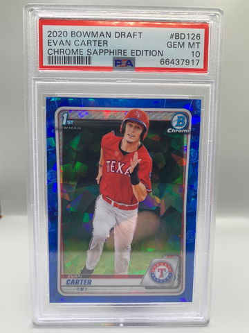 2020 Bowman Chrome Evan Carter Sapphire BD126 PSA 10