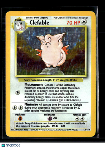 1999 Jungle Clefable Holo Rare #1/64