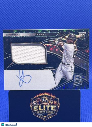 2021 Panini Spectra Lewin Diaz #148 Spectra Rookie Jersey Autographs Neon Blue SN MEM AU