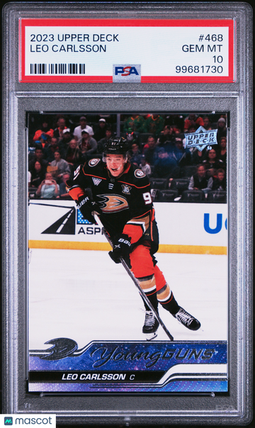 2023-24 Upper Deck Leo Carlsson #468 Young Guns Rookie PSA 10