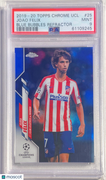 2019 Topps Chrome UEFA Champions League Joao Felix #25 Blue Bubbles Refractor PSA 9