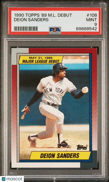 1990 Topps '89 M.L. Debut Deion Sanders #108 PSA 9