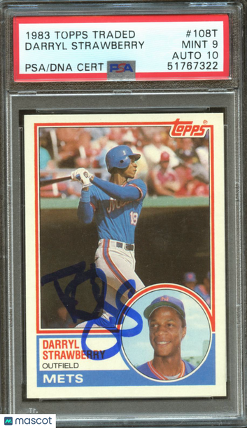 1983 Topps Traded Darryl Strawberry #108T PSA 9 Auto 10