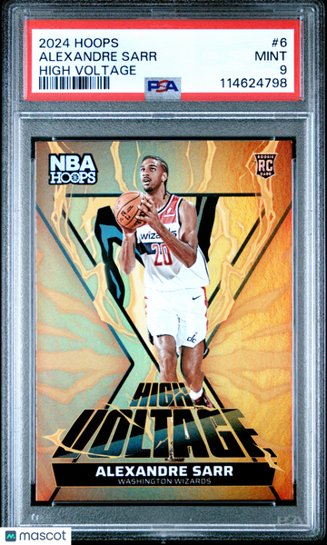 2024 Panini NBA Hoops High Voltage Alexandre Sarr #6 PSA 9