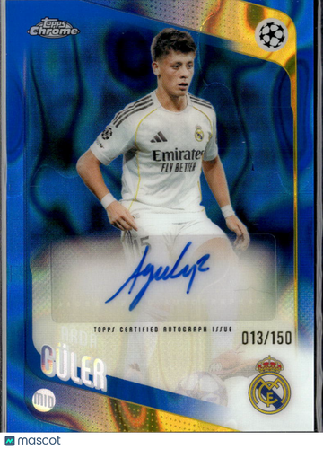 2026 Topps Chrome UEFA Club Competitions Arda Güler #CA-AR Blue RayWave /150