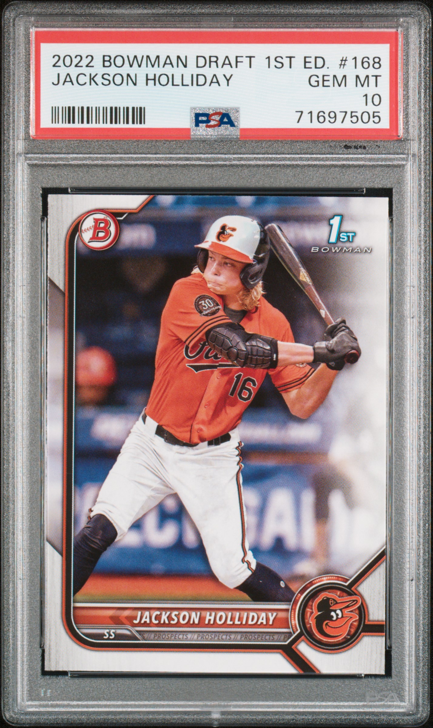 2020 Bowman Draft 1st Edition Jackson Holliday #168 Rookie PSA 10